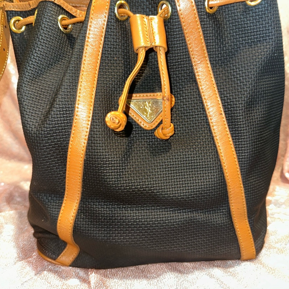 Yves Saint Laurent Black and Tan Shoulder Bag